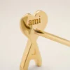 Altın Pirinç Ami de Coeur Çekiçli Küpeler