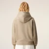 Bej Pamuk Kabartmalı Ami de Coeur Fermuarlı Kapüşonlu Sweatshirt