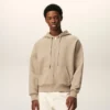 Bej Pamuk Kabartmalı Ami de Coeur Fermuarlı Kapüşonlu Sweatshirt