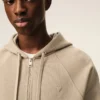 Bej Pamuk Kabartmalı Ami de Coeur Fermuarlı Kapüşonlu Sweatshirt
