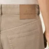 Bej Pamuklu Geniş Kesim Kot Pantolon