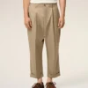 Bej Pamuklu Karot Oversized Pantolon
