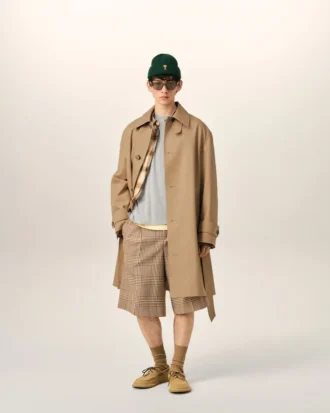 Bej Su İtici Pamuklu Twill Kemerli Mac