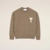 Bej Yün ve Pamuklu Bisiklet Yaka Ami de Coeur Sweater