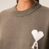 Bej Yün ve Pamuklu Bisiklet Yaka Ami de Coeur Sweater