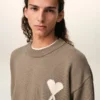 Bej Yün ve Pamuklu Bisiklet Yaka Ami de Coeur Sweater