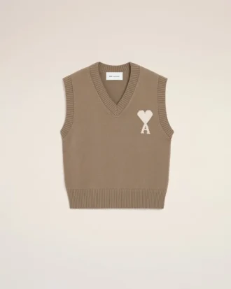 Bej Yün ve Pamuklu Kolsuz Ami de Coeur Sweater