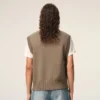 Bej Yün ve Pamuklu Kolsuz Ami de Coeur Sweater
