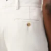 Beyaz Karışımlı Keten Düşük Bel Düz Pantolon