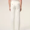 Beyaz Karışımlı Keten Düz Pantolon