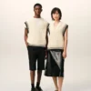 Beyaz Nervürlü Yün Kolsuz Ami de Coeur Sweater