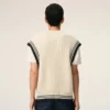 Beyaz Nervürlü Yün Kolsuz Ami de Coeur Sweater