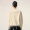 Beyaz Nervürlü Yün V Yaka Ami de Coeur Sweater