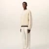 Beyaz Nervürlü Yün V Yaka Ami de Coeur Sweater