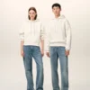 Beyaz Pamuk Kabartmalı Ami de Coeur Hoodie