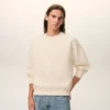 Beyaz Pamuk Kabartmalı Ami de Coeur Sweatshirt