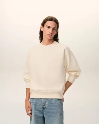 Beyaz Pamuk Kabartmalı Ami de Coeur Sweatshirt