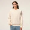 Beyaz Pamuk Kabartmalı Ami de Coeur Sweatshirt