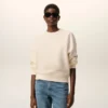 Beyaz Pamuk Kabartmalı Ami de Coeur Sweatshirt