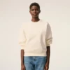 Beyaz Pamuk Kabartmalı Ami de Coeur Sweatshirt