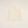 Beyaz Pamuklu Ami de Coeur Bisiklet Yaka Sweatshirt