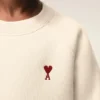 Beyaz Pamuklu Ami de Coeur Bisiklet Yaka Sweatshirt