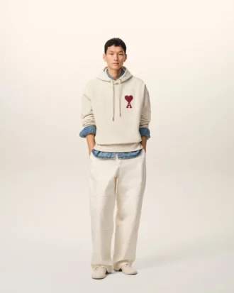 Beyaz Pamuklu Ami de Coeur Hoodie