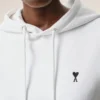 Beyaz Pamuklu Ami de Coeur Kısa Kapüşonlu Sweatshirt