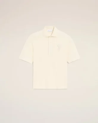 Beyaz Pamuklu Ami de Coeur Örme Yamalı Polo