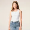 Beyaz Pamuklu Ami de Coeur Tank Top