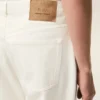 Beyaz Pamuklu Geniş Kesim Kot Pantolon