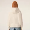 Beyaz Pamuklu Kabartmalı Ami de Coeur Fermuarlı Kapüşonlu Sweatshirt