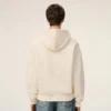 Beyaz Pamuklu Kabartmalı Ami de Coeur Fermuarlı Kapüşonlu Sweatshirt