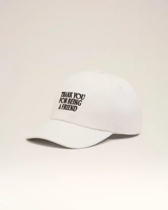 Beyaz Pamuklu “Thank You for Being a Friend” Nakışlı Şapka
