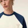 Beyaz ve Mavi Pamuklu Örme Ami de Coeur Sweatshirt