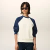 Beyaz ve Mavi Pamuklu Örme Ami de Coeur Sweatshirt