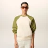 Beyaz ve Yeşil Pamuklu Örme Ami de Coeur Sweatshirt
