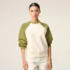 Beyaz ve Yeşil Pamuklu Örme Ami de Coeur Sweatshirt