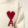 Beyaz Yün Ami de Coeur Bisiklet Yaka Kazak