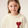 Beyaz Yün Ami de Coeur Bisiklet Yaka Kazak