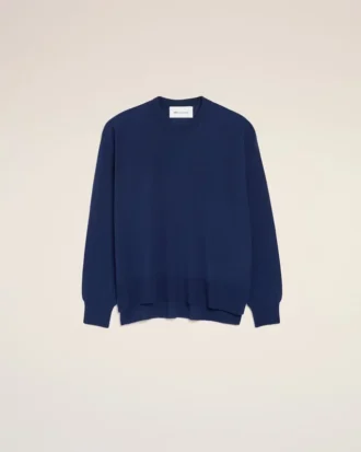 Bleu İnce Yünlü Bisiklet Yaka Ami de Coeur Sweater