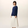 Bleu İnce Yünlü Bisiklet Yaka Ami de Coeur Sweater
