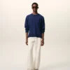 Bleu İnce Yünlü Bisiklet Yaka Ami de Coeur Sweater