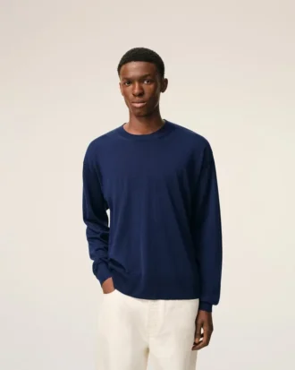 Bleu İnce Yünlü Bisiklet Yaka Ami de Coeur Sweater