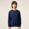 Bleu İnce Yünlü Bisiklet Yaka Ami de Coeur Sweater