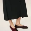 Bordo Deri İki Renkli Düz Ayakkabı