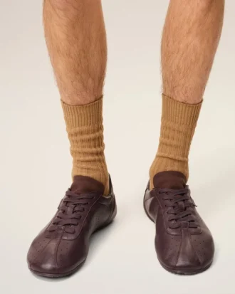 Bordo Pürüzsüz Deri Düşük Bilekli Step Spor Ayakkabı