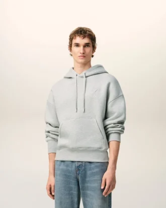 Gri Pamuk Kabartmalı Ami de Coeur Hoodie