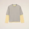 Gri Pamuklu Çift Kollu Efektli Ami de Coeur T-Shirt