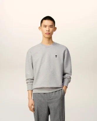 Gri Pamuklu Kontrastlı Ami de Coeur Sweatshirt